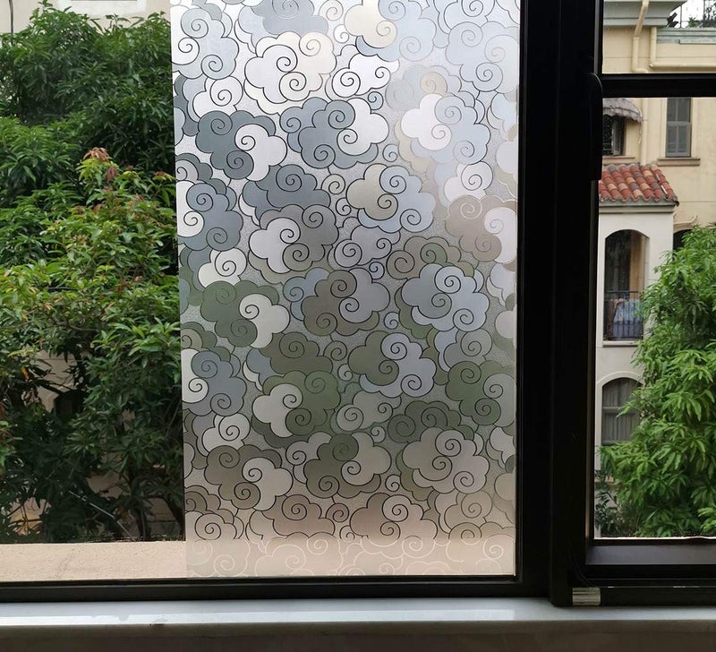 VSUDO 1 Roll 35.4" by 78.7" Privacy Window Film, Cloud Pattern Window Tint, Static Cling Window Glass Sticker for Home (19.37 Sq. Ft Total) - Image 2